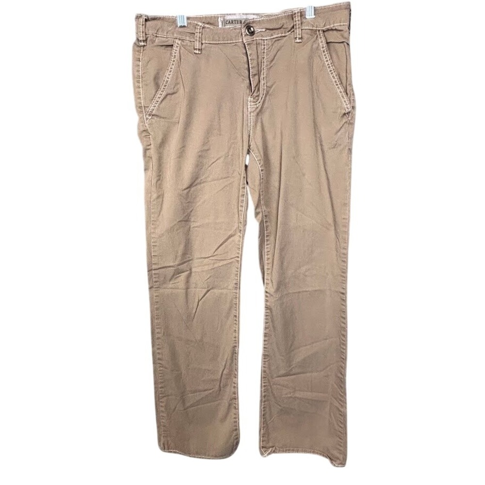 BKE Casuals Carter Men Khaki‎ Tan Straight Leg Pants Contrast Stitch 32R